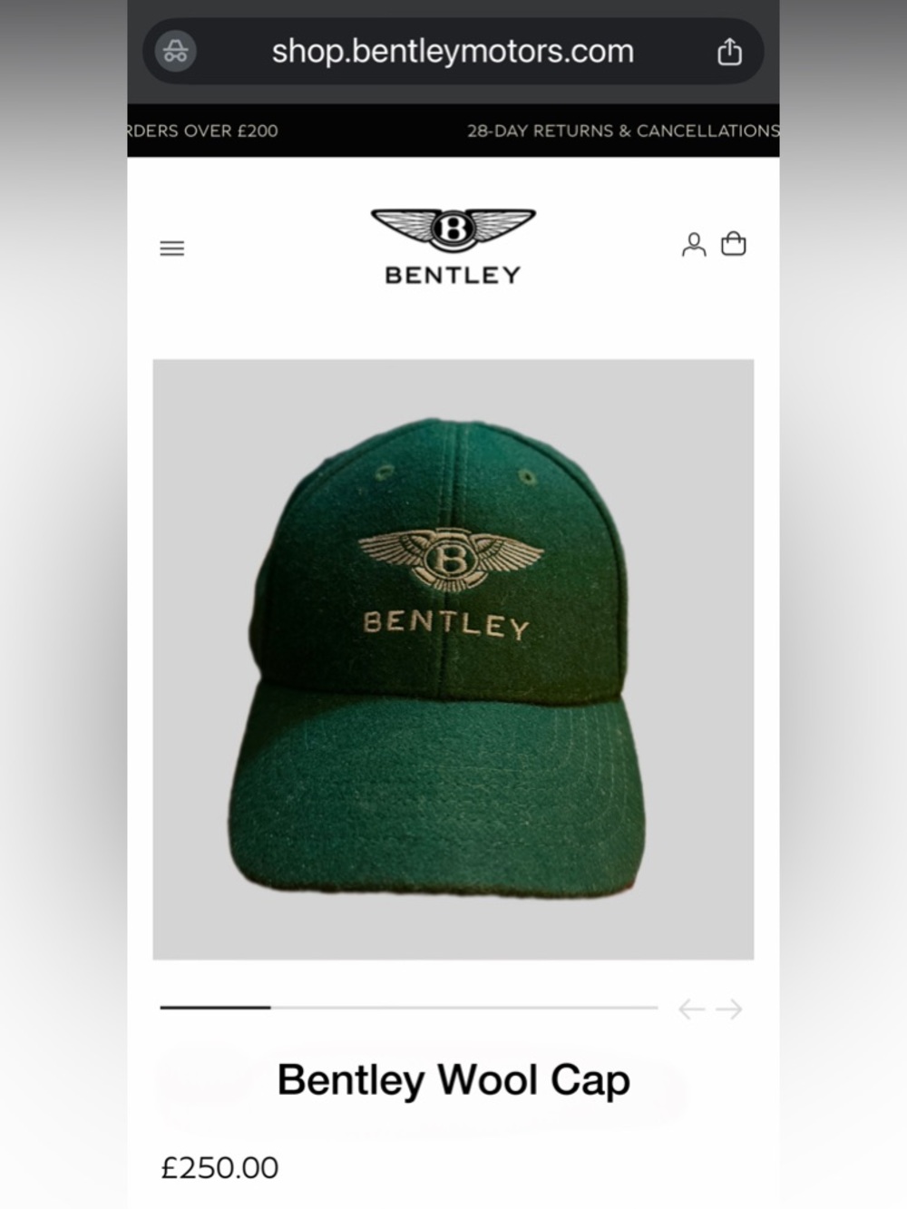 Bentley Green Wool Baseball Cap